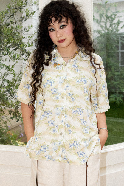 Hawaiian Contrast Print Blouse