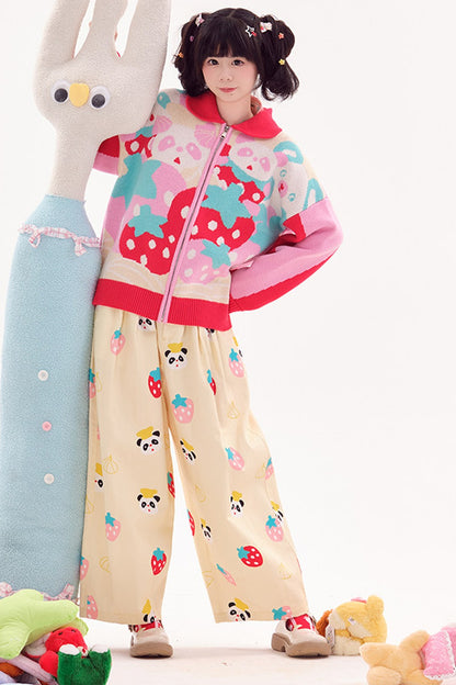 Jeans im japanischen Stil mit Panda-Motiv