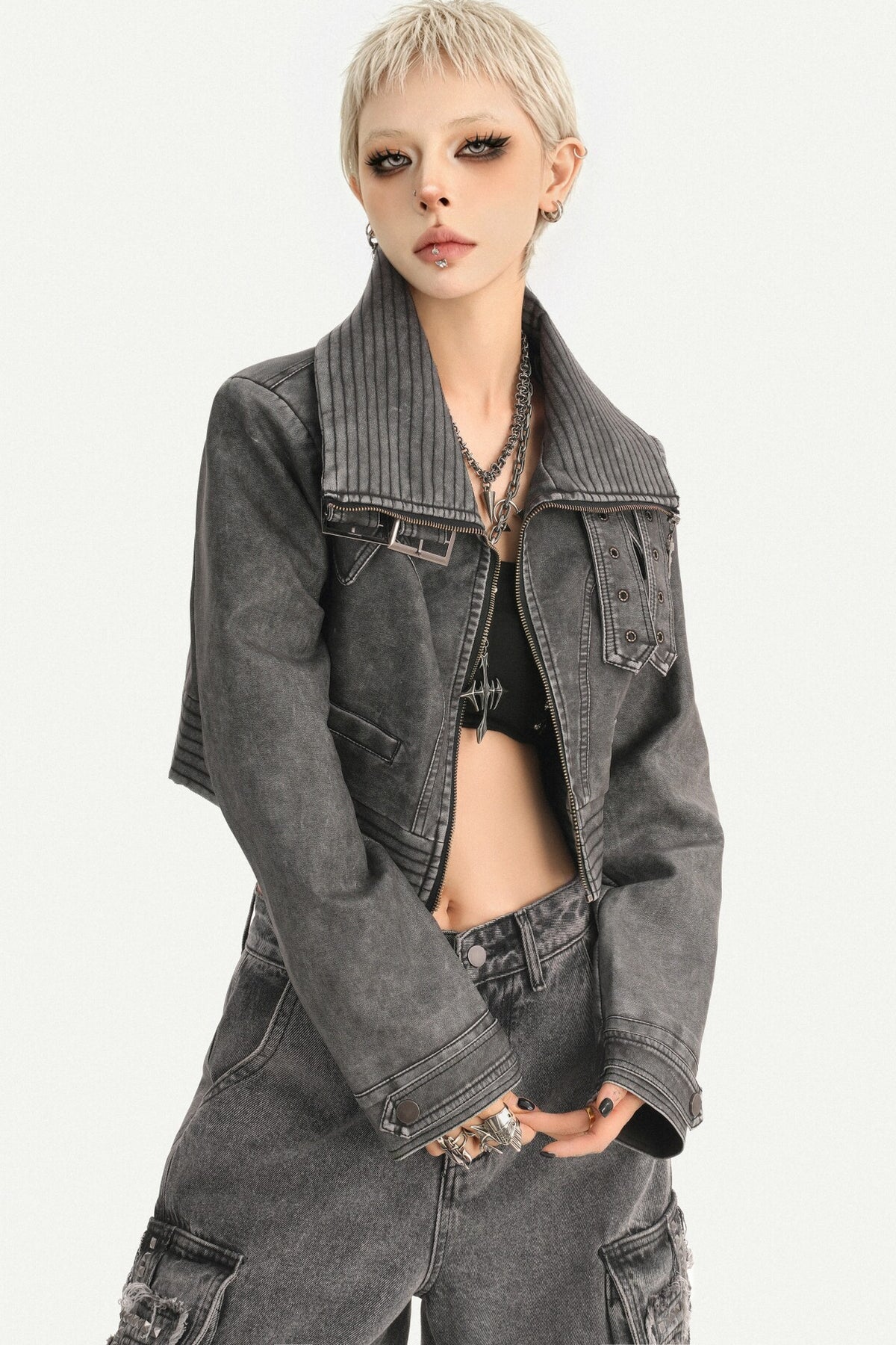 Vintage Distressed Washed Leather Jacket