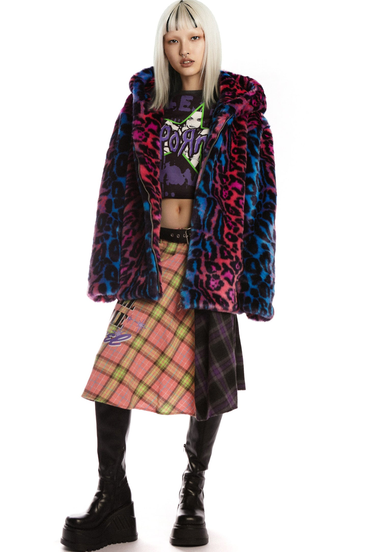 Leopard Print Fur Hooded Jacket