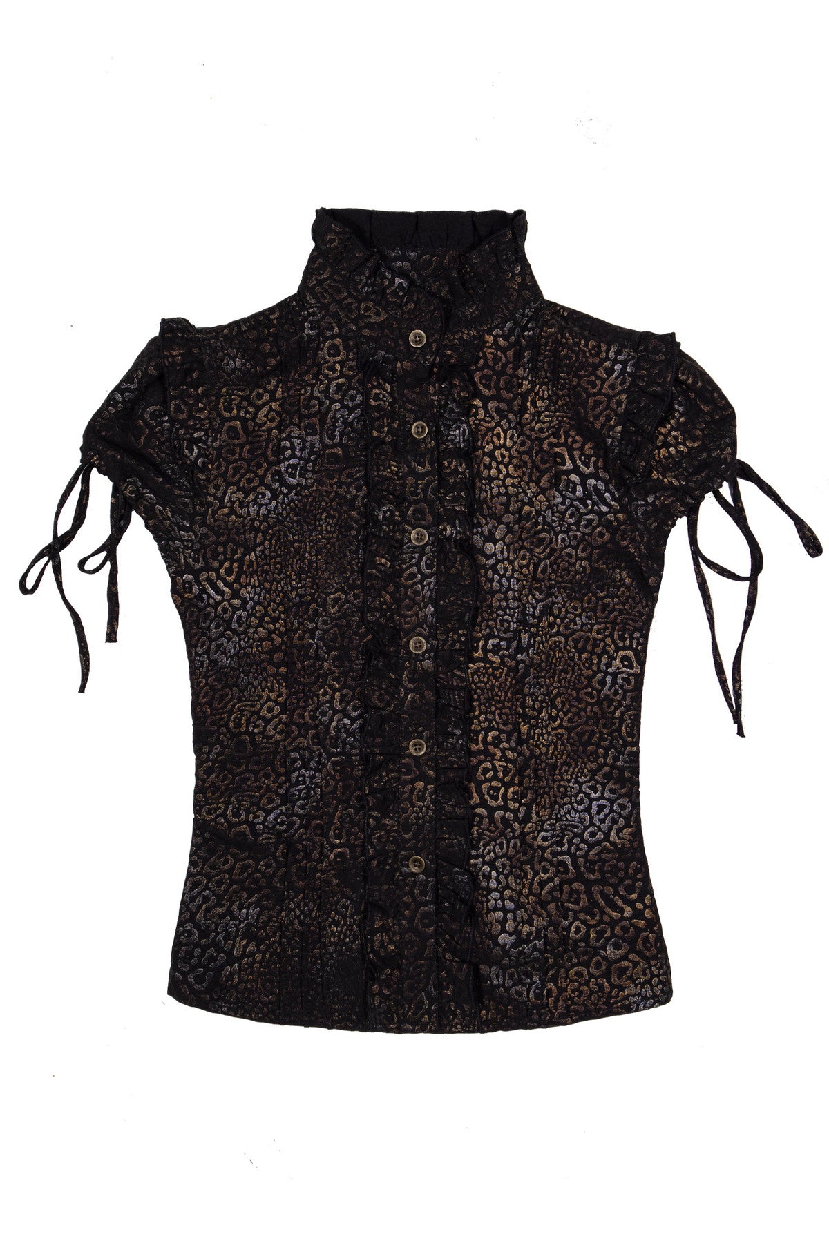 Leopard Print Stand Collar Blouse