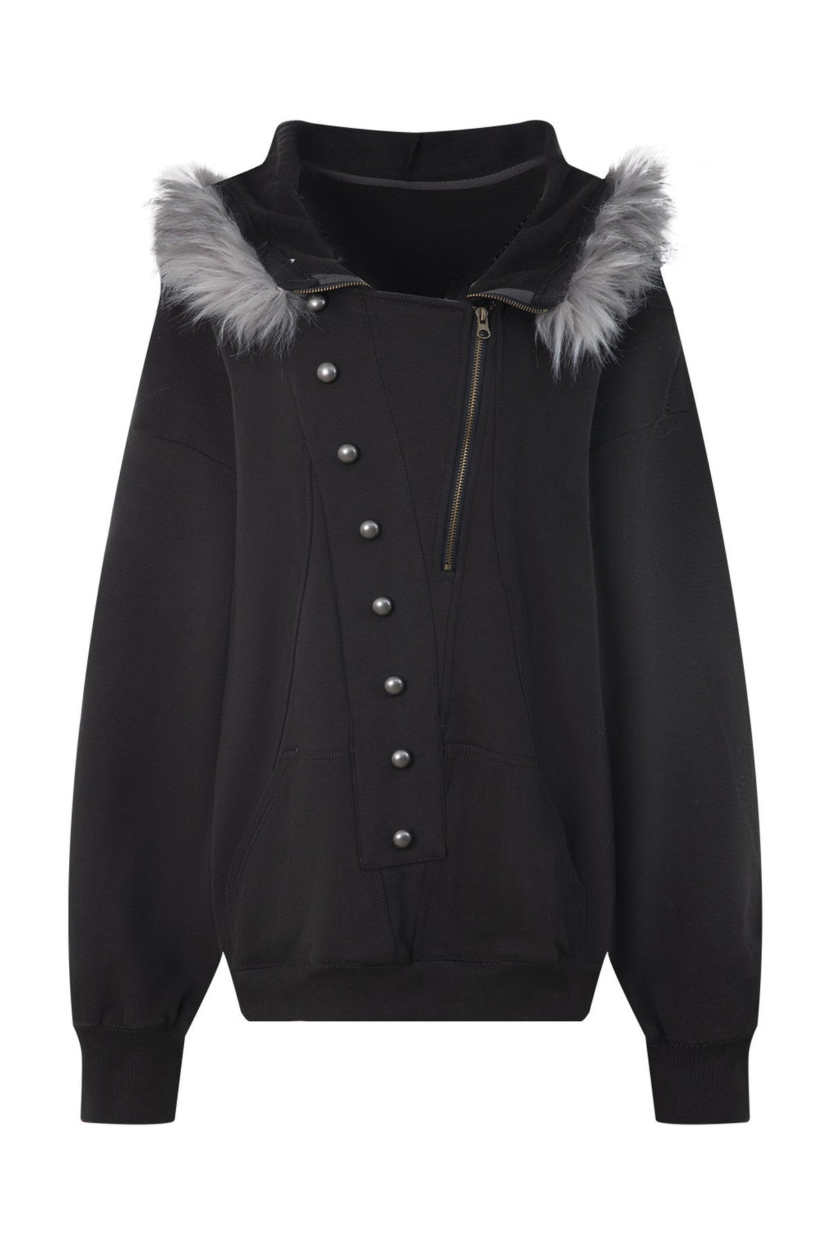 Oversize Hooded Fur Collar Jacket