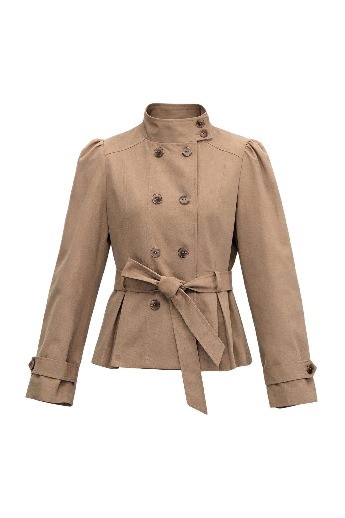 Retro Double-Breasted Trench Coat and Skirt Set-Up