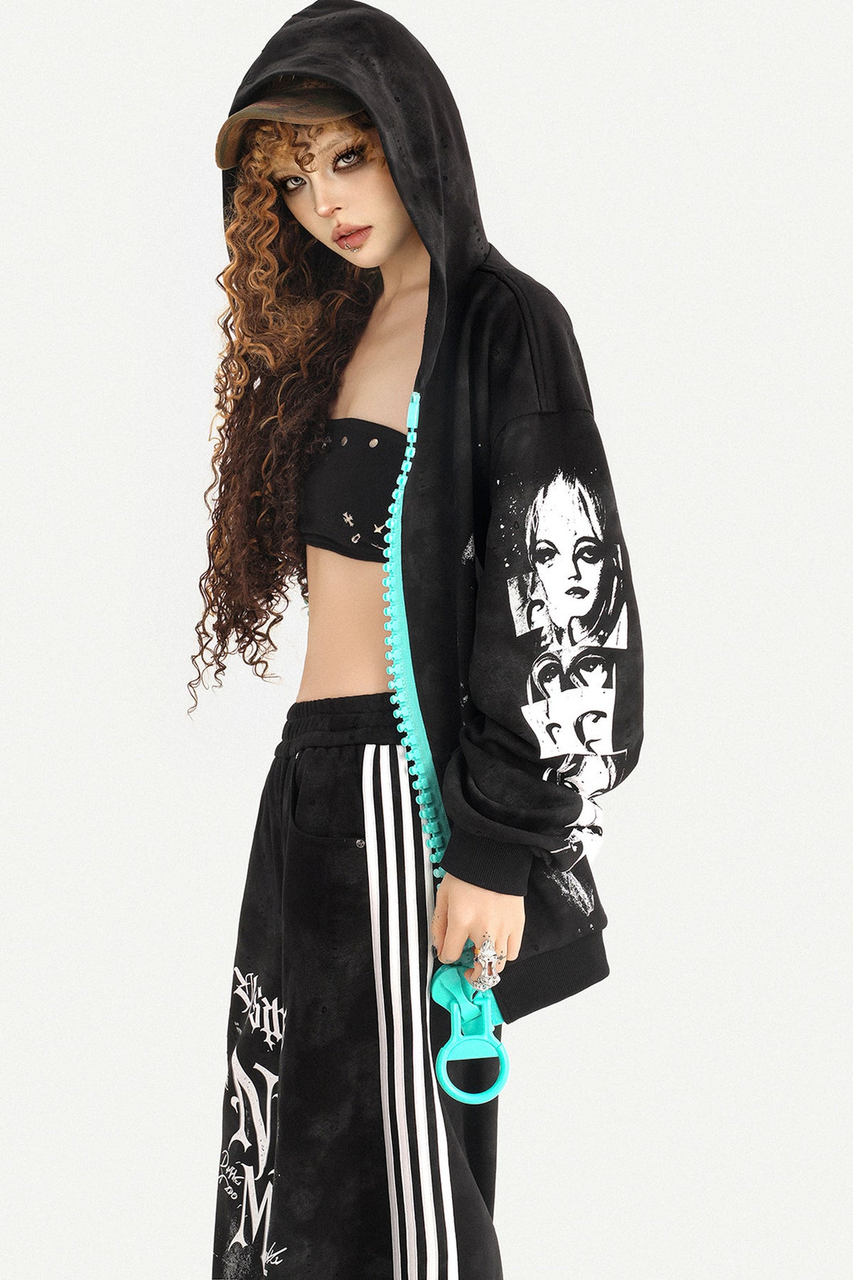 Loose Zip Hoodie Jacket and Sweatpants Set-Up