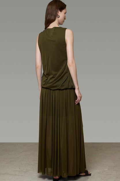 Sleeveless Top with Drapey Skirt Set-Up