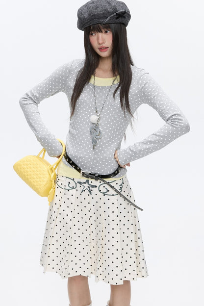Polka Dot Layered-Look Blouse