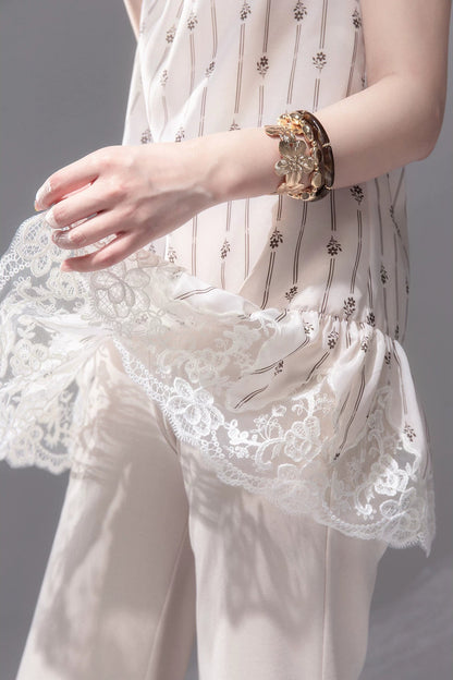 Vanilla Apricot Embroidered Camisole Set-Up