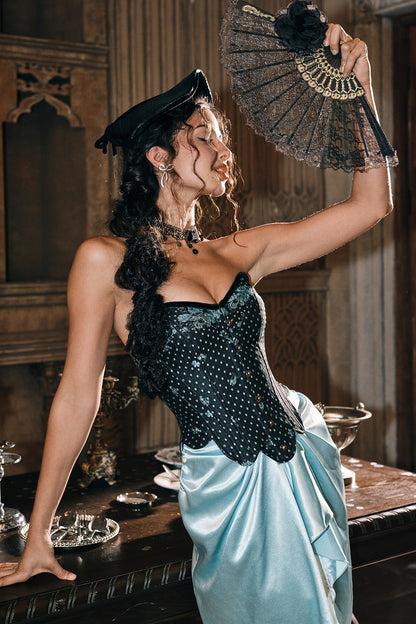French Retro Fishbone Corset Skirt Dress Set-Up