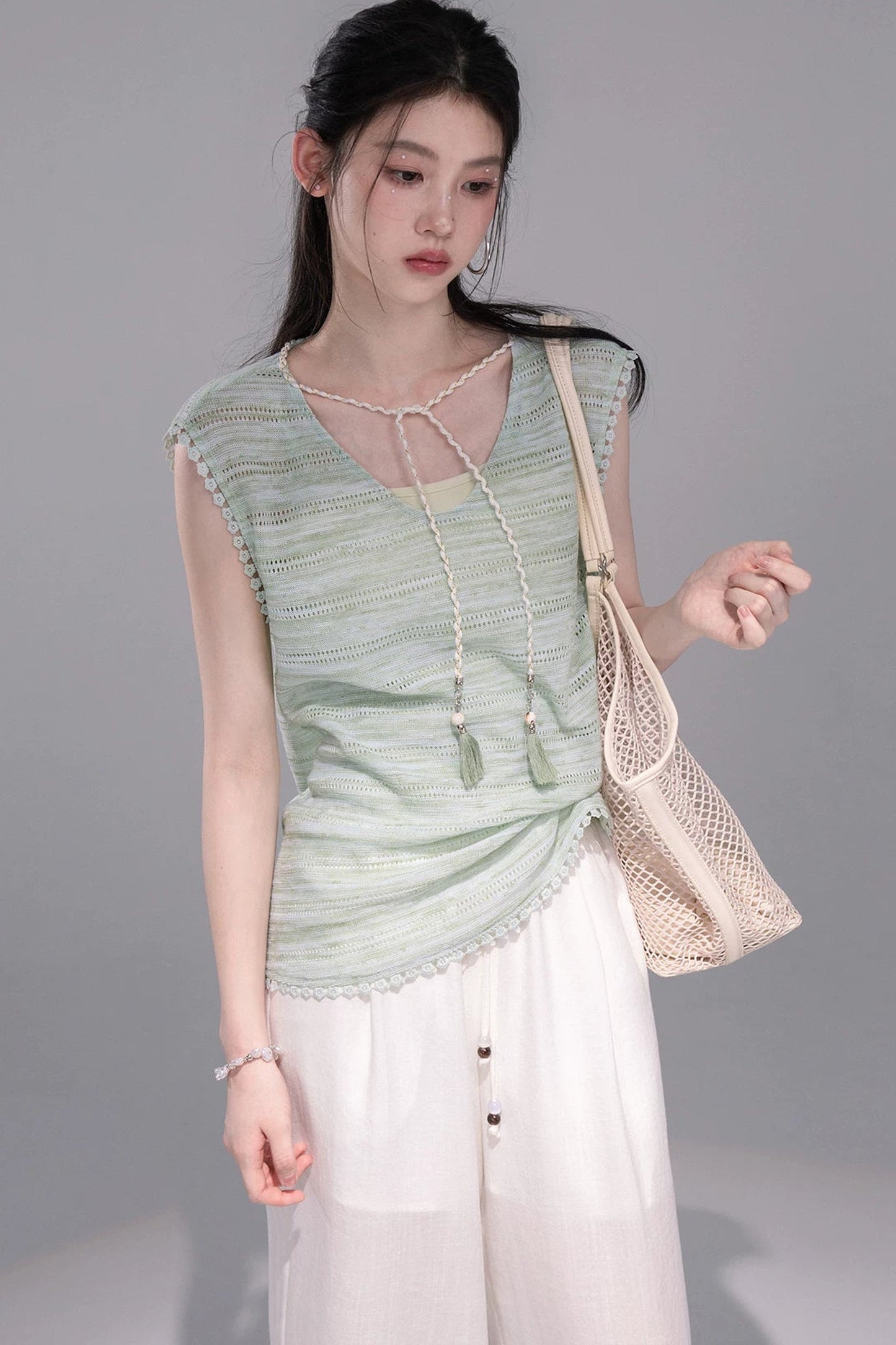 Ice Green Knit Tank Set