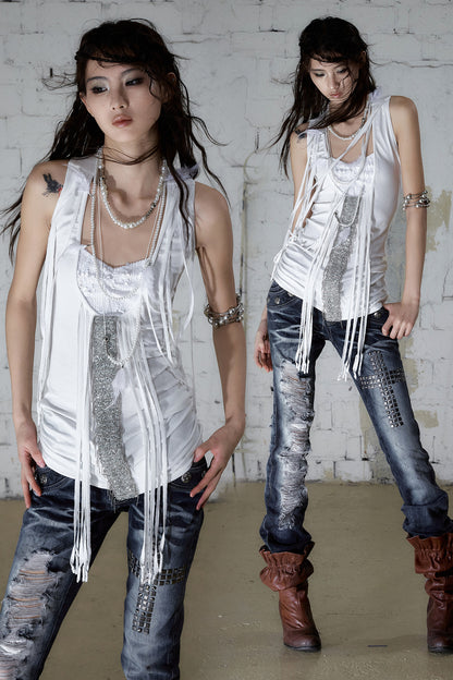 Sequin Rhinestone Halter Top