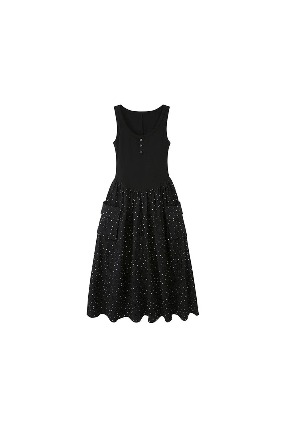 Sleeveless Polka Dot A-Line Maxi Dress