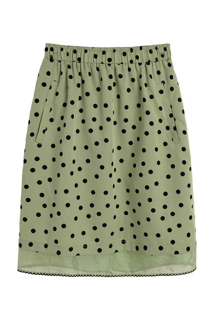 Green Polka Dot Mesh Skirt