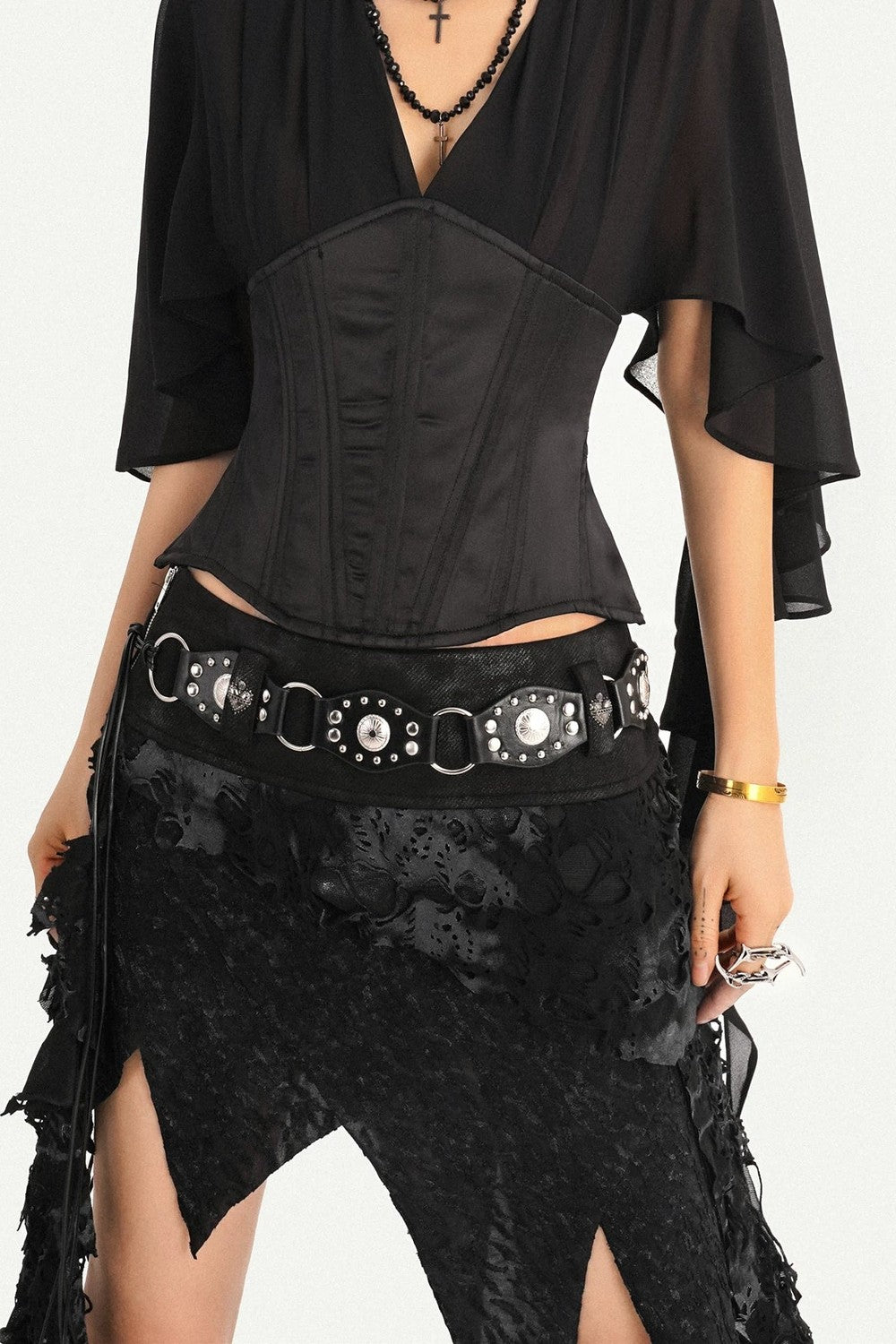 Elegant Structured Black V-Neck Blouse