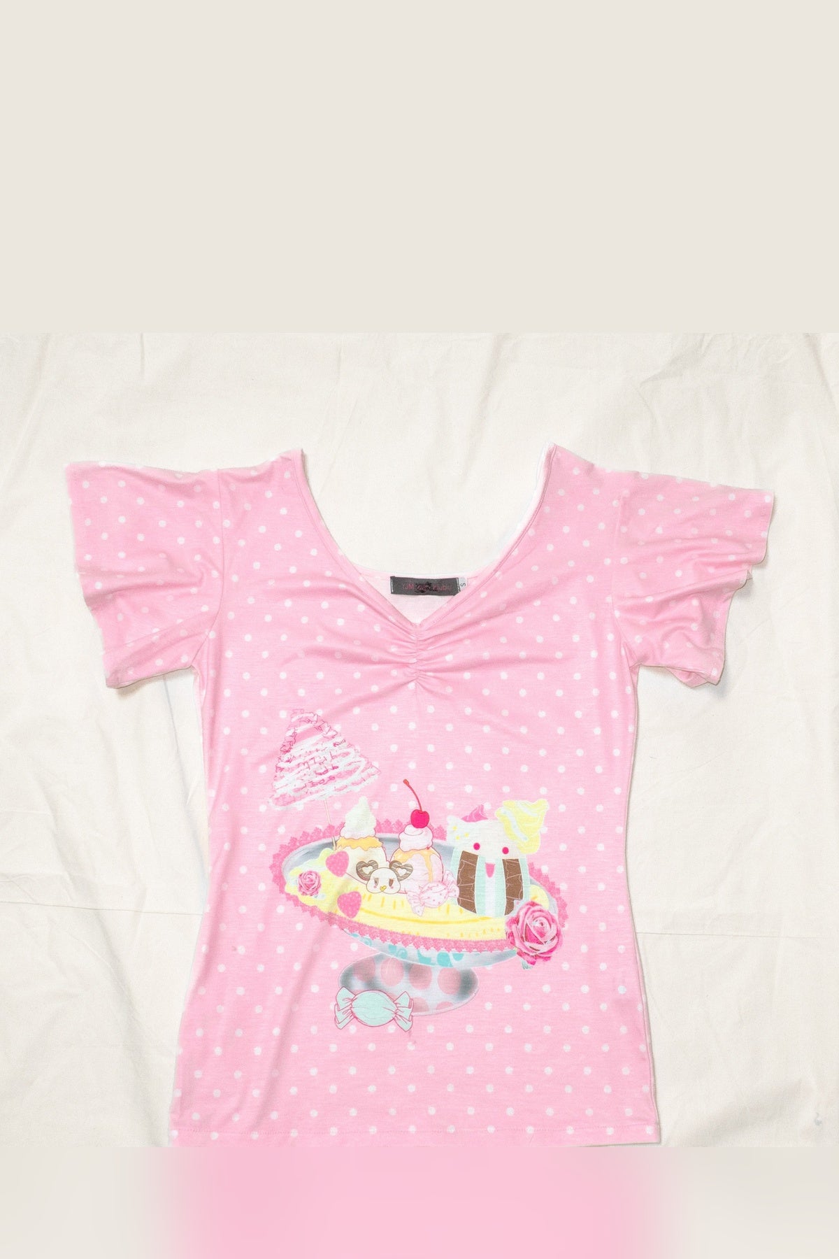 Strawberry Banana Boat Polka Dot Short-Sleeved T-shirt
