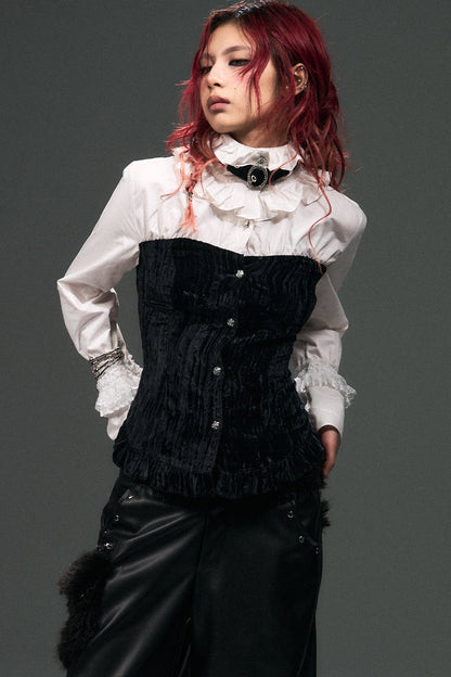 Retro Punk Velvet Bell Sleeve Shirt