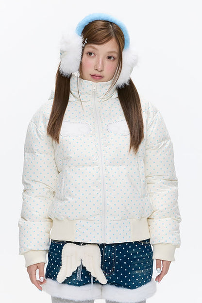 Hooded Polka Dot Down Jacket