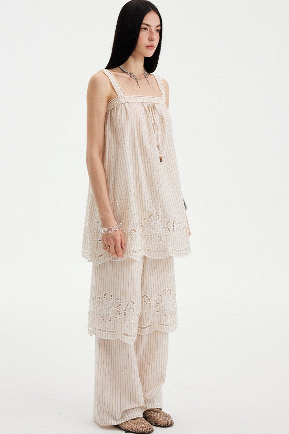 Embroidered Cutout Camisole Set-Up