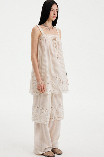 Embroidered Cutout Camisole Set-Up