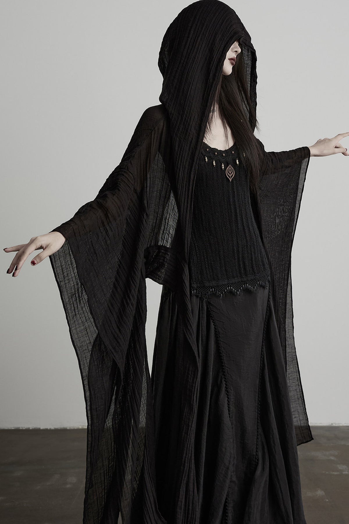 Oversized Detachable Wide Sleeve Hooded Jacket