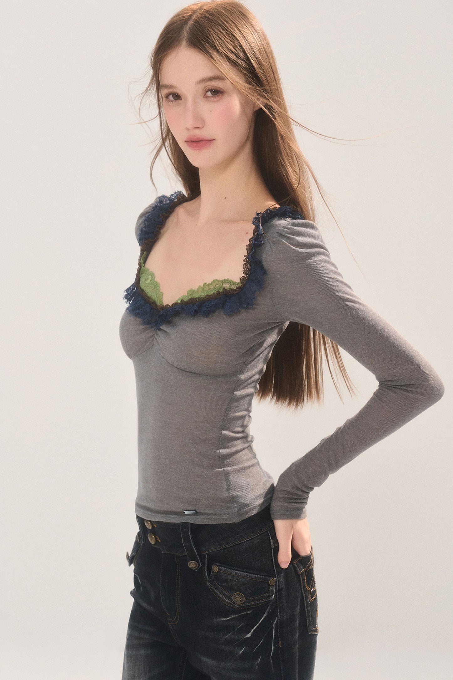 Retro Lace Collar Top