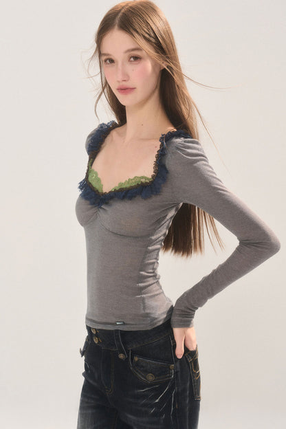 Retro Lace Collar Top