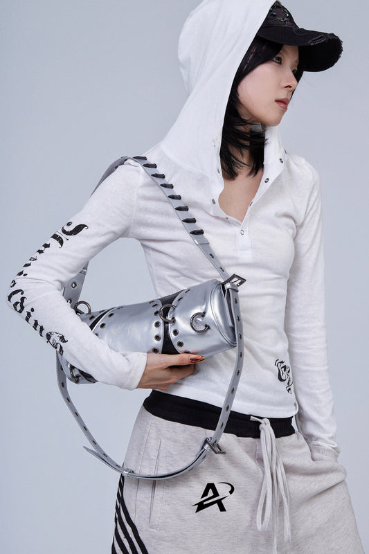 Rivet Adjustable Bullet Strap Cylinder Shoulder Bag