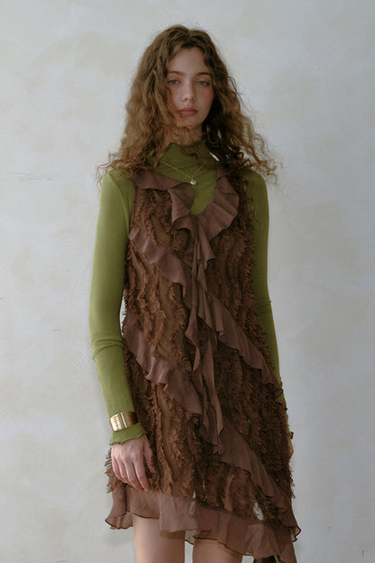 Asymmetrical Ruffle Chiffon Dress