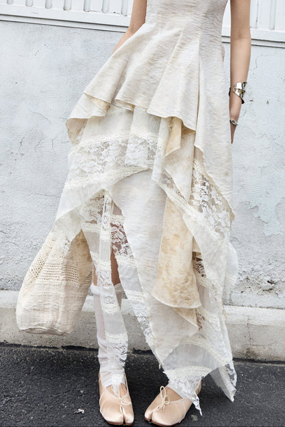 Sculpture-Like Twisted Collar Two-Piece Set-Up