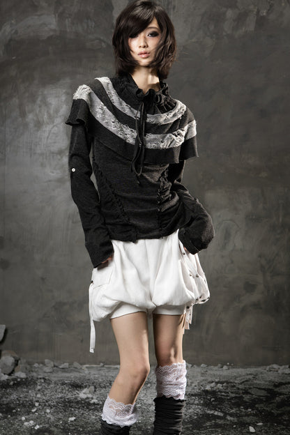 Dark Retro Small Cape Knit Top