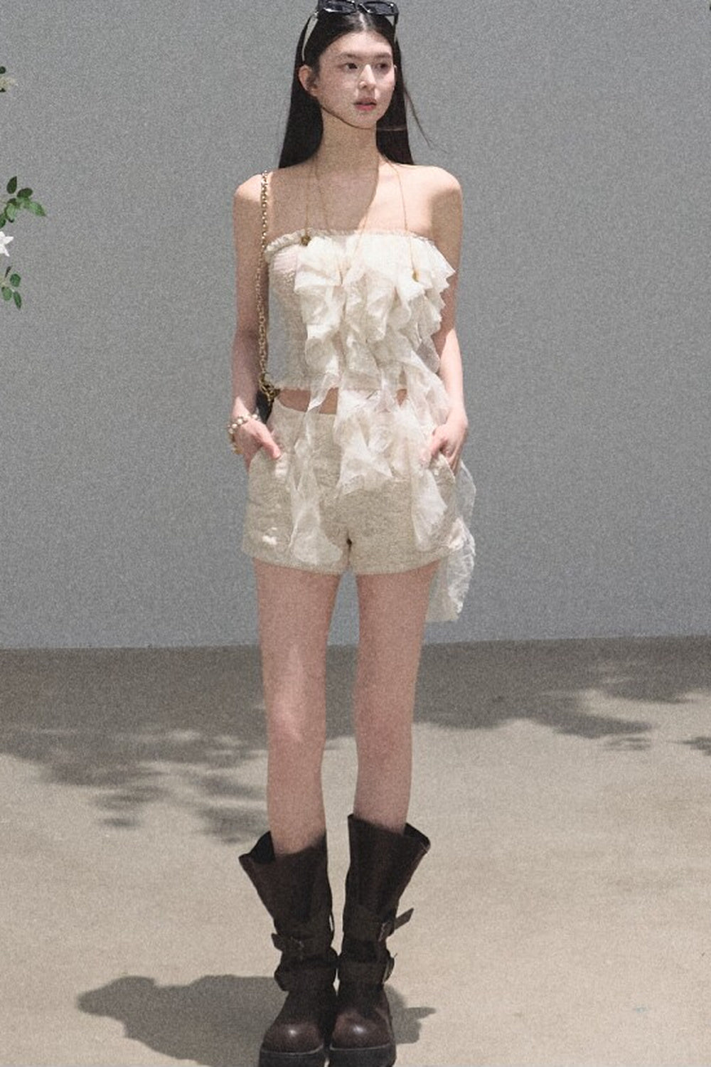 Ruffle Lace Tube Top