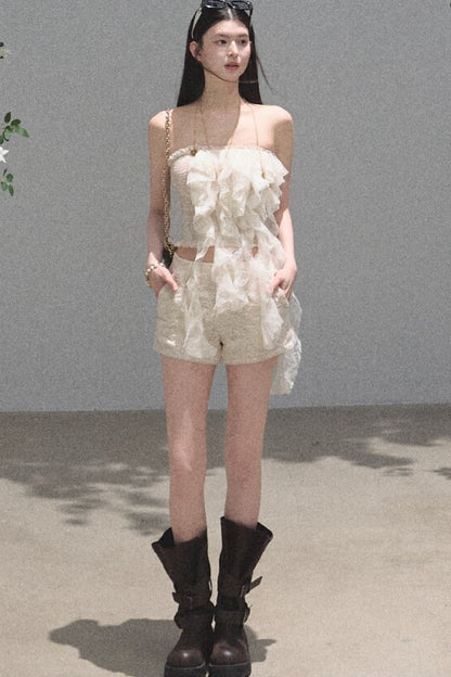 Ruffle Lace Tube Top
