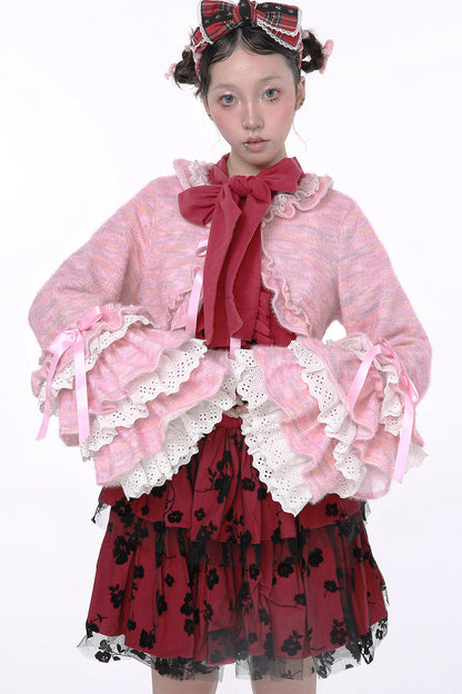 Pink Lolita Ruffle Knit Coat