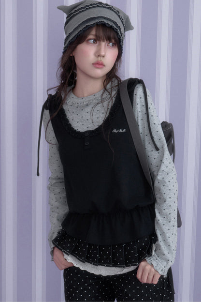 Y2K Gray Black Layered Vest Top Set-Up