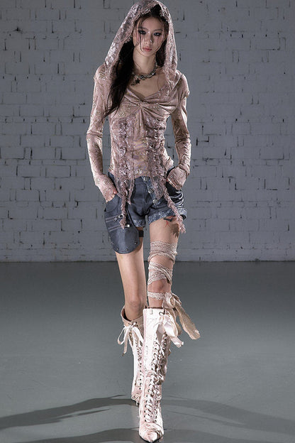 Asymmetrical Detachable Leather Shorts