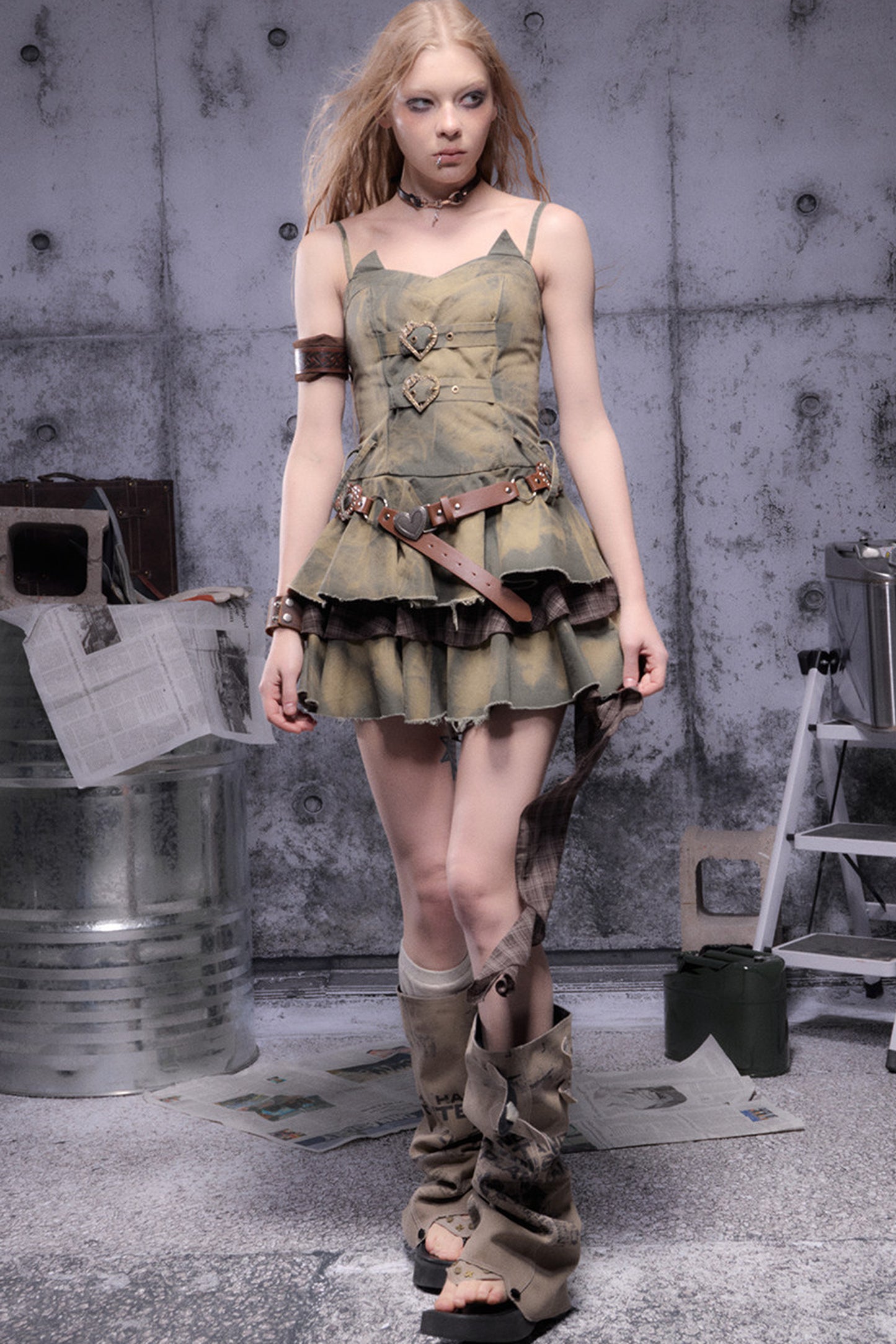 Multi-Layered Ruffled Suspender Dress