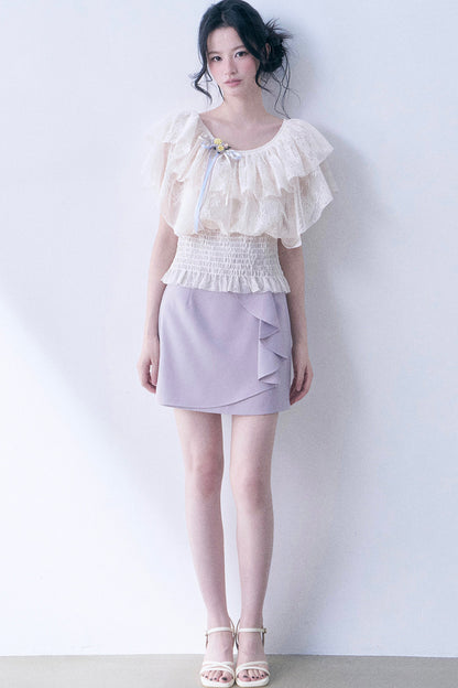 Purple Bow Ruffle Skirt