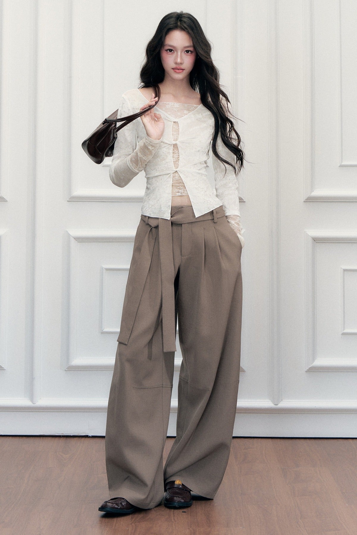 Tie-Belt Wide-Leg Pants
