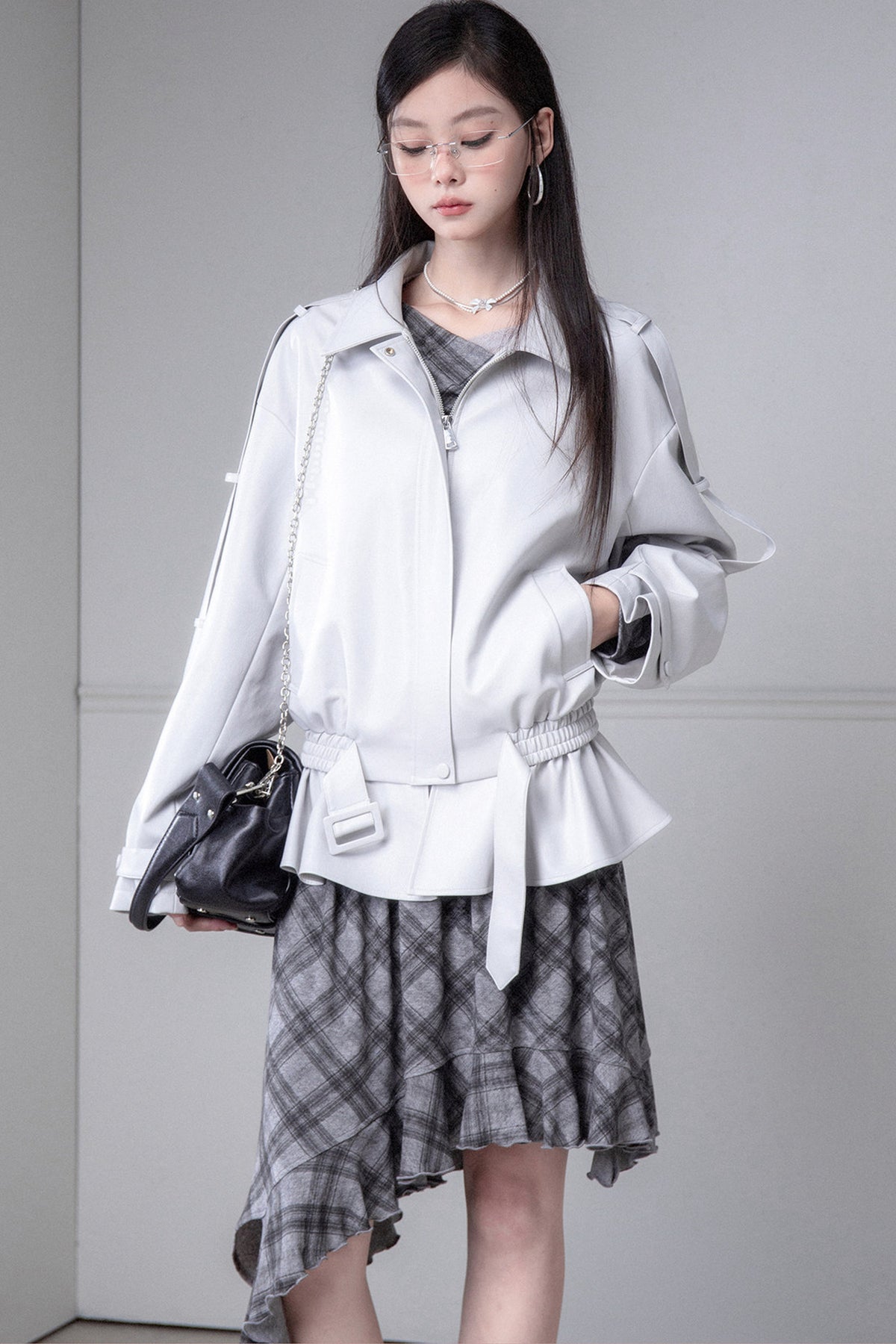 Advanced Silhouette Detachable Hem Leather Jacket