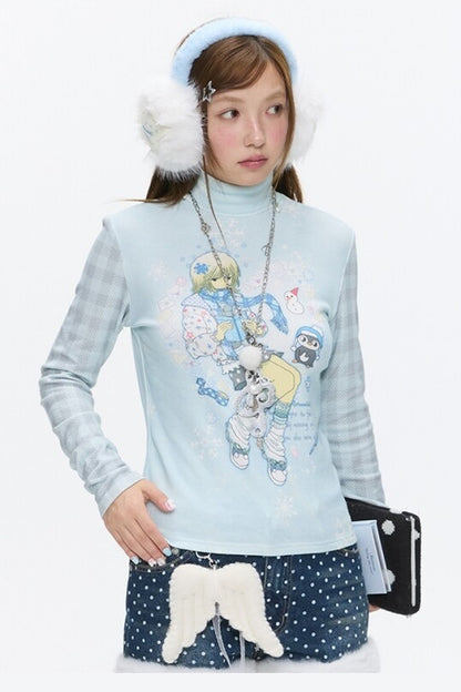 Octopus Grass Half-Turtleneck Top