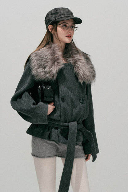 Fur Collar Wool Coat