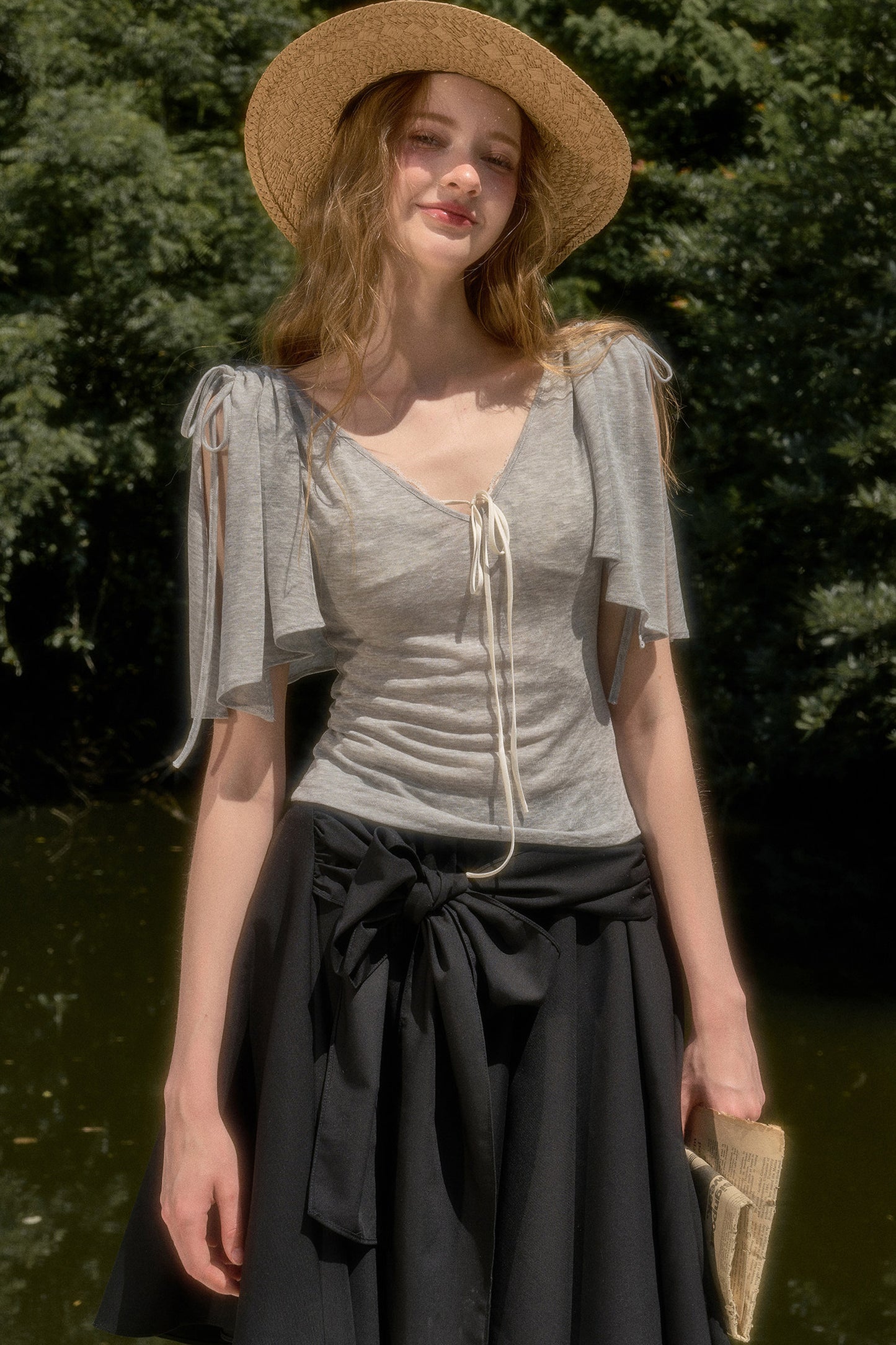 Cape-Style Short-Sleeve Top and Dress Set-Up