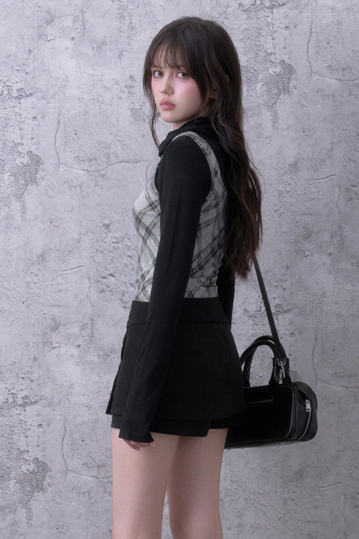 Brushed Button A-Line Skirt