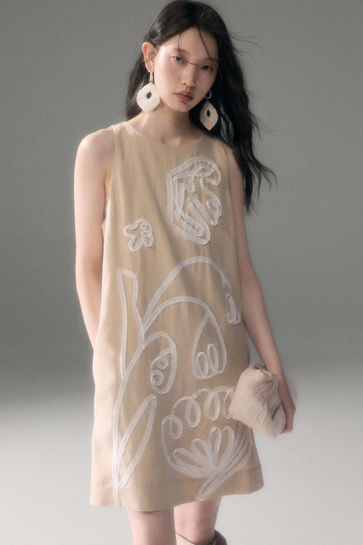 3D Floral Bird Tencel Dress