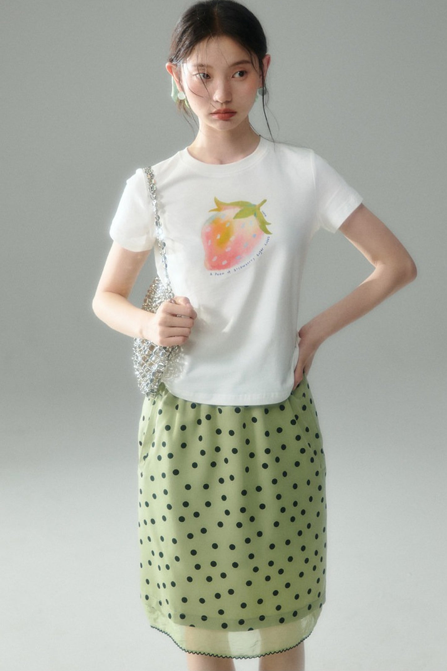 Green Polka Dot Mesh Skirt