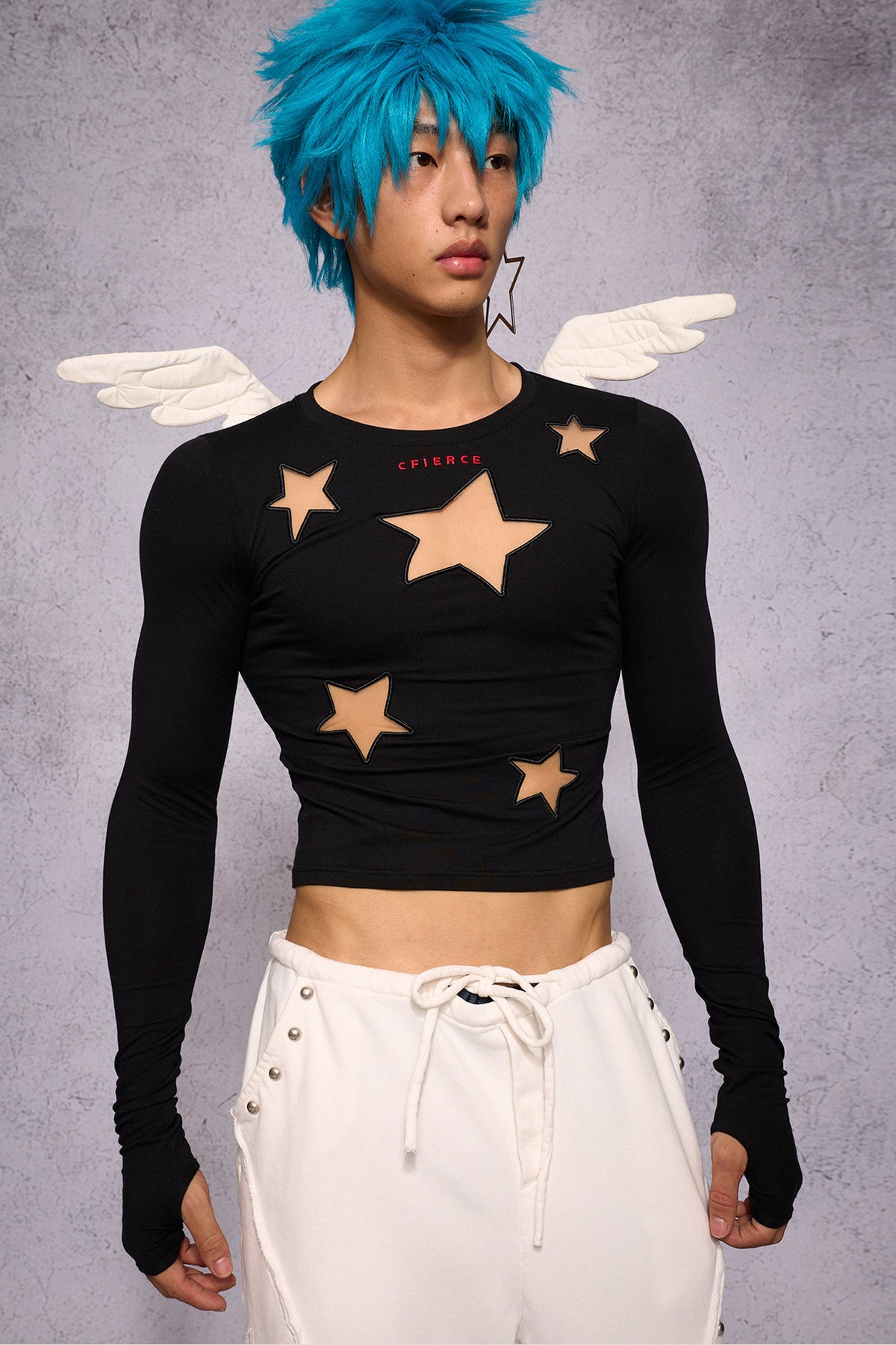 Angel Wings Star Cutout Long-Sleeve Top