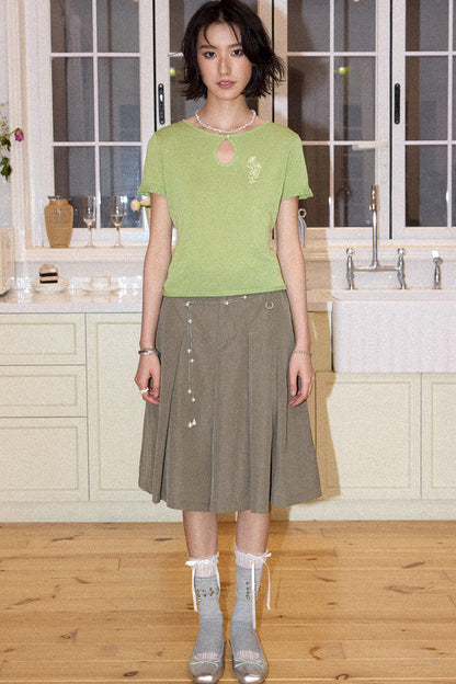 Mid-Length A-Line Pleated Skirt Pants