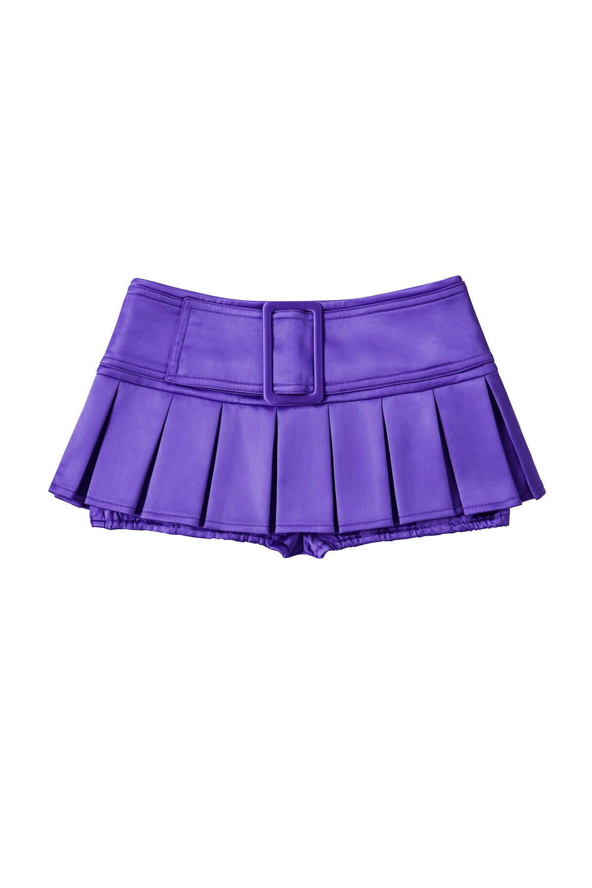 Satin Solid Color Pleated Skirt