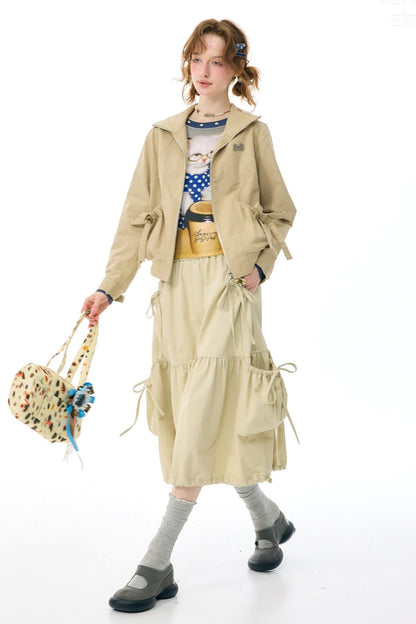 Khaki Lapel Work Jacket