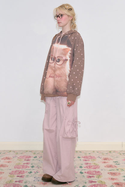 High-Waist-Hose mit weitem Bein und mehreren Taschen