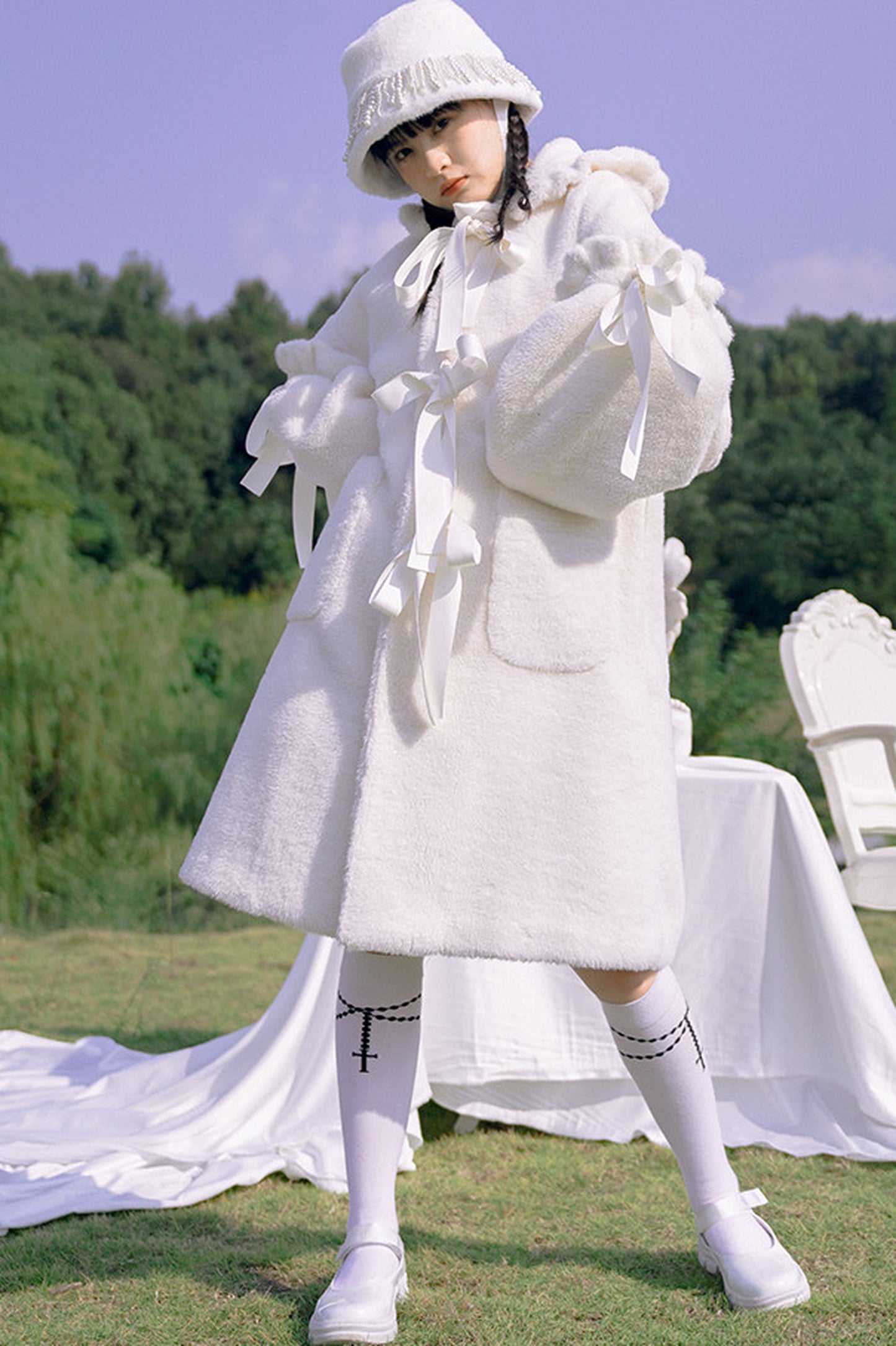 Bunny Ear Fluffy Bow Coat